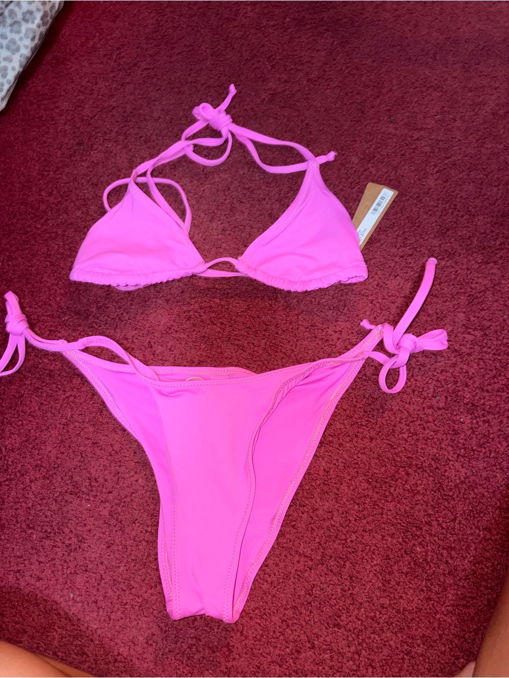 SKIMS  Neon Pink String Bikini Set XS TOP SM BOTTOM